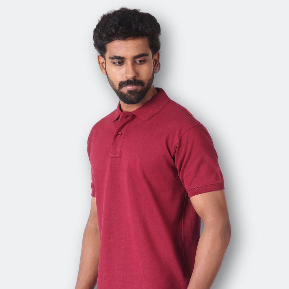 Maroon Polo Collar T-Shirt - Main Image