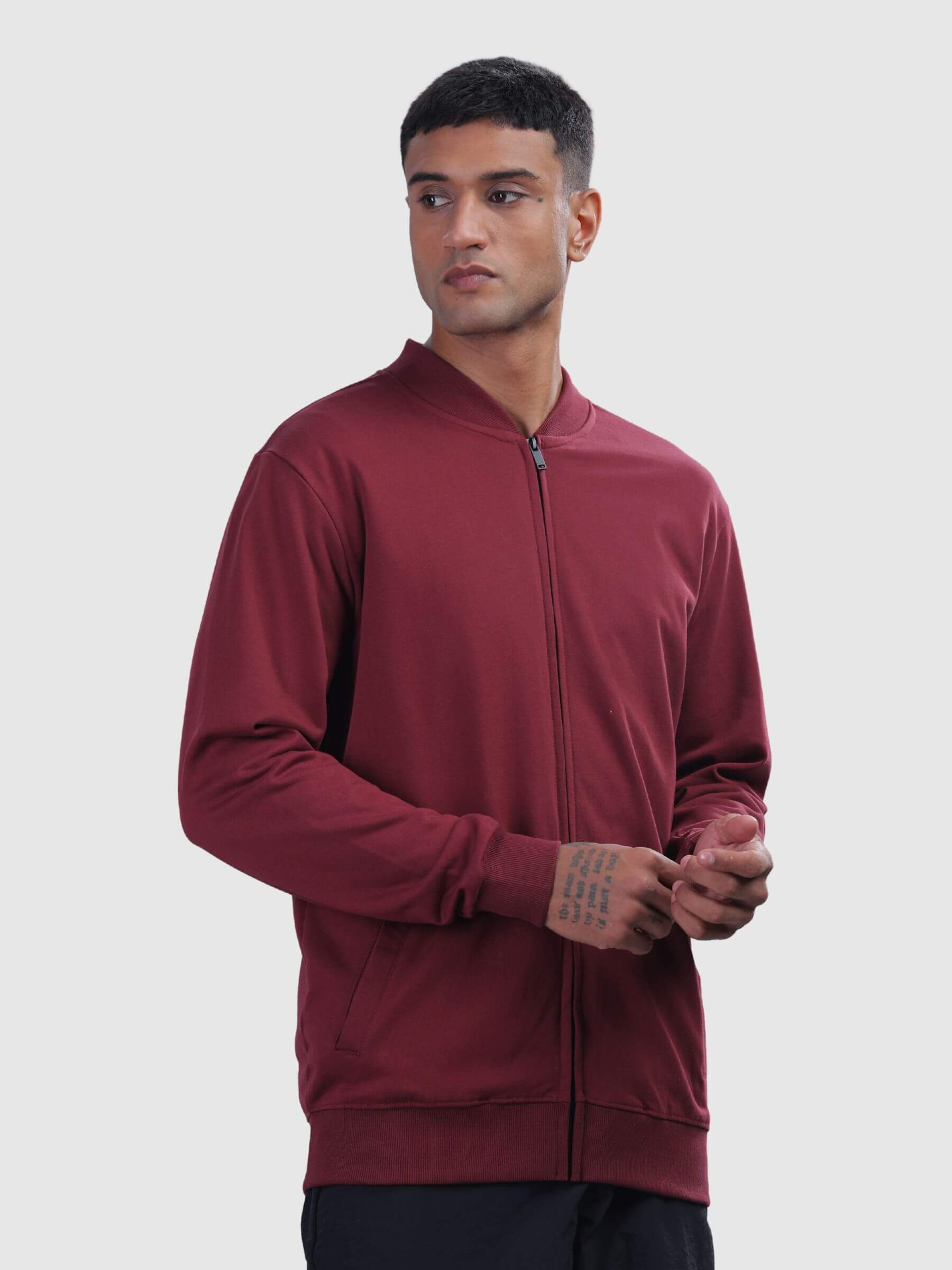 Bomber Fleece Jacket - Maroon