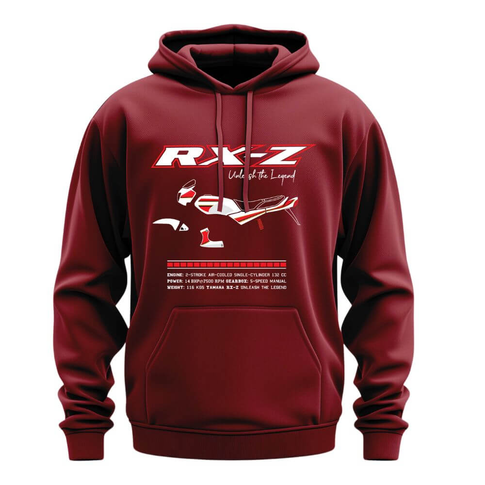 Chris Cross Yamaha RXZ Hoodie | Fleece Biker Hoodie in Black & Navy
