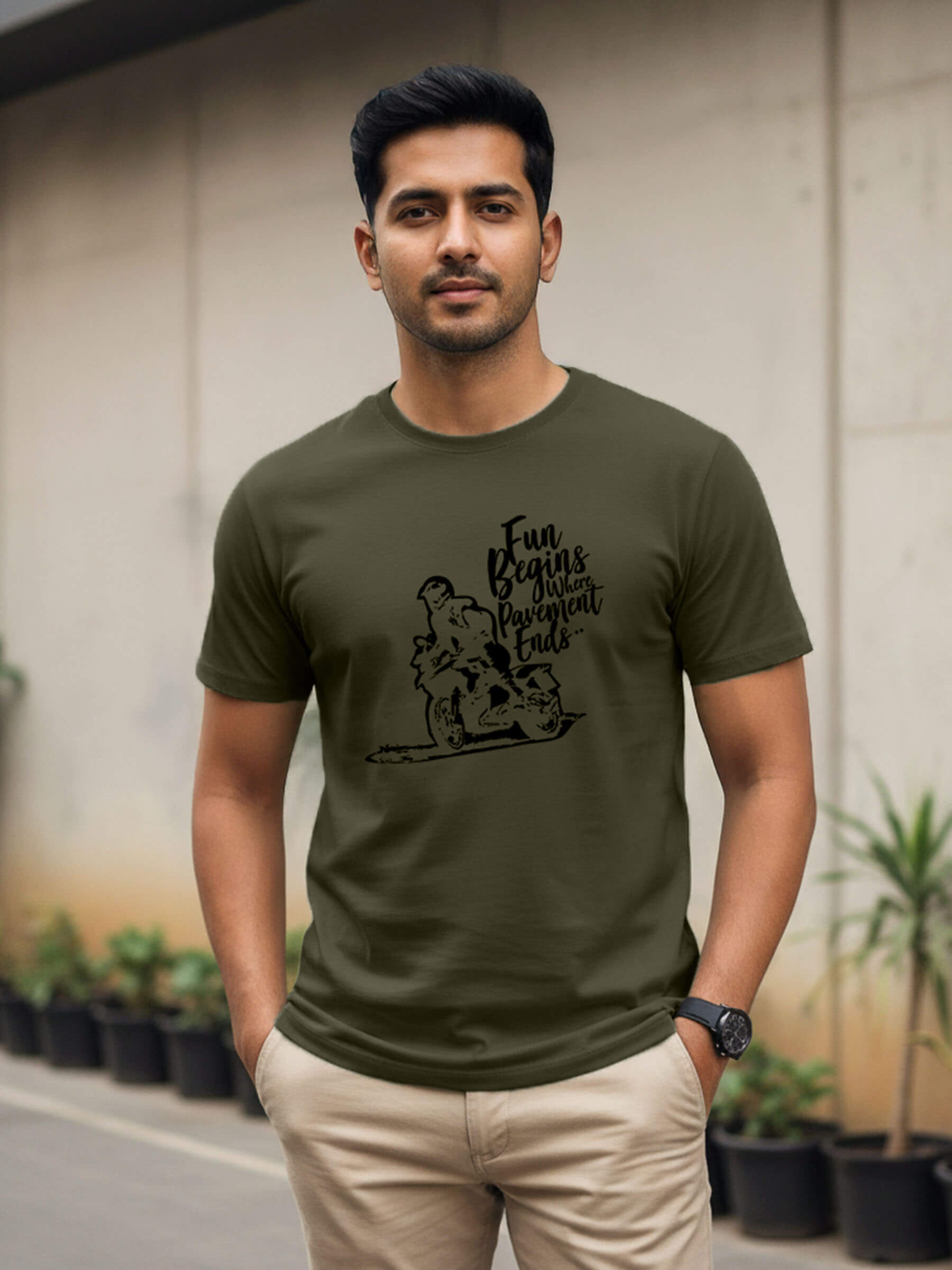 Spaß beginnt, wo Pflaster Biker-T-Shirt endet