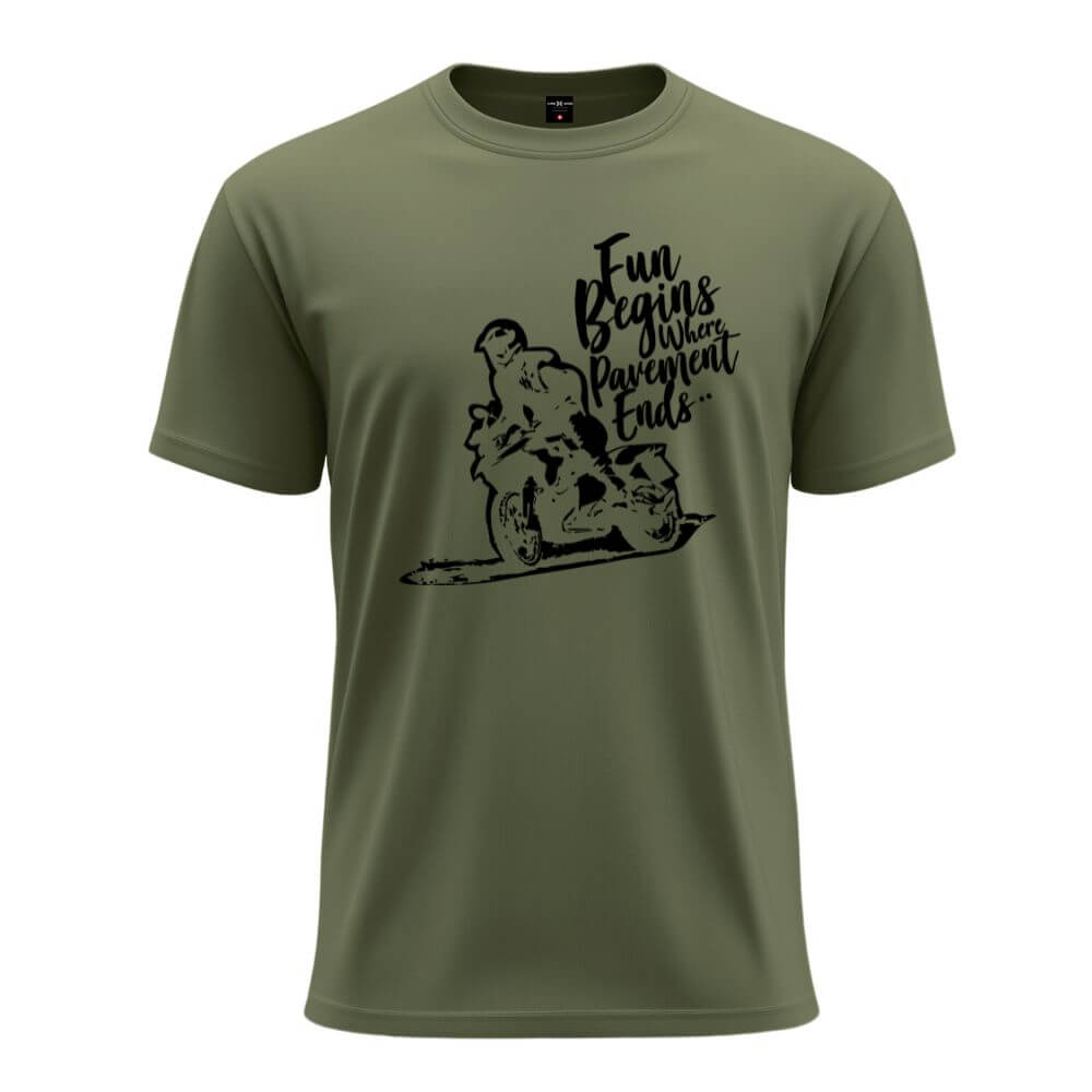Fun Begins Where Pavement Ends Biker T Shirt