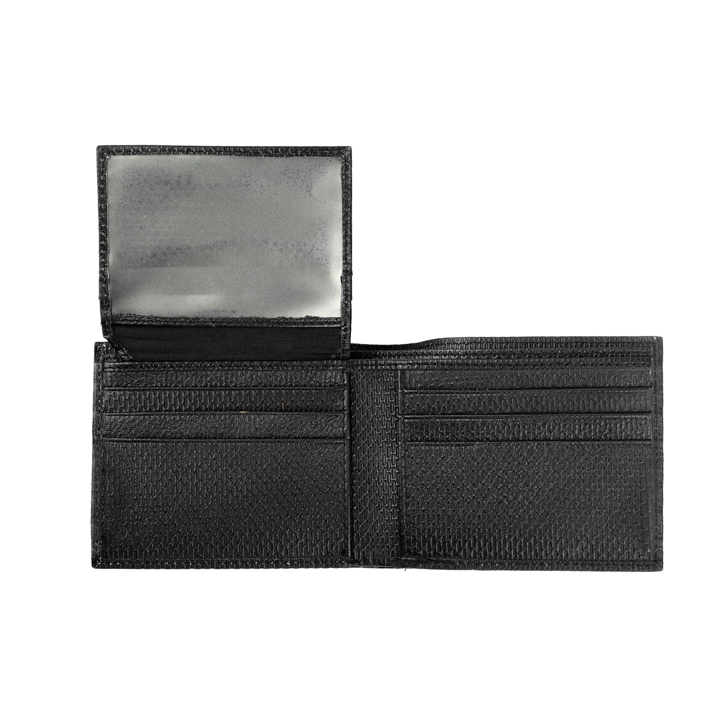 Mens Leather Wallet + Keychain (Black | Pattern)