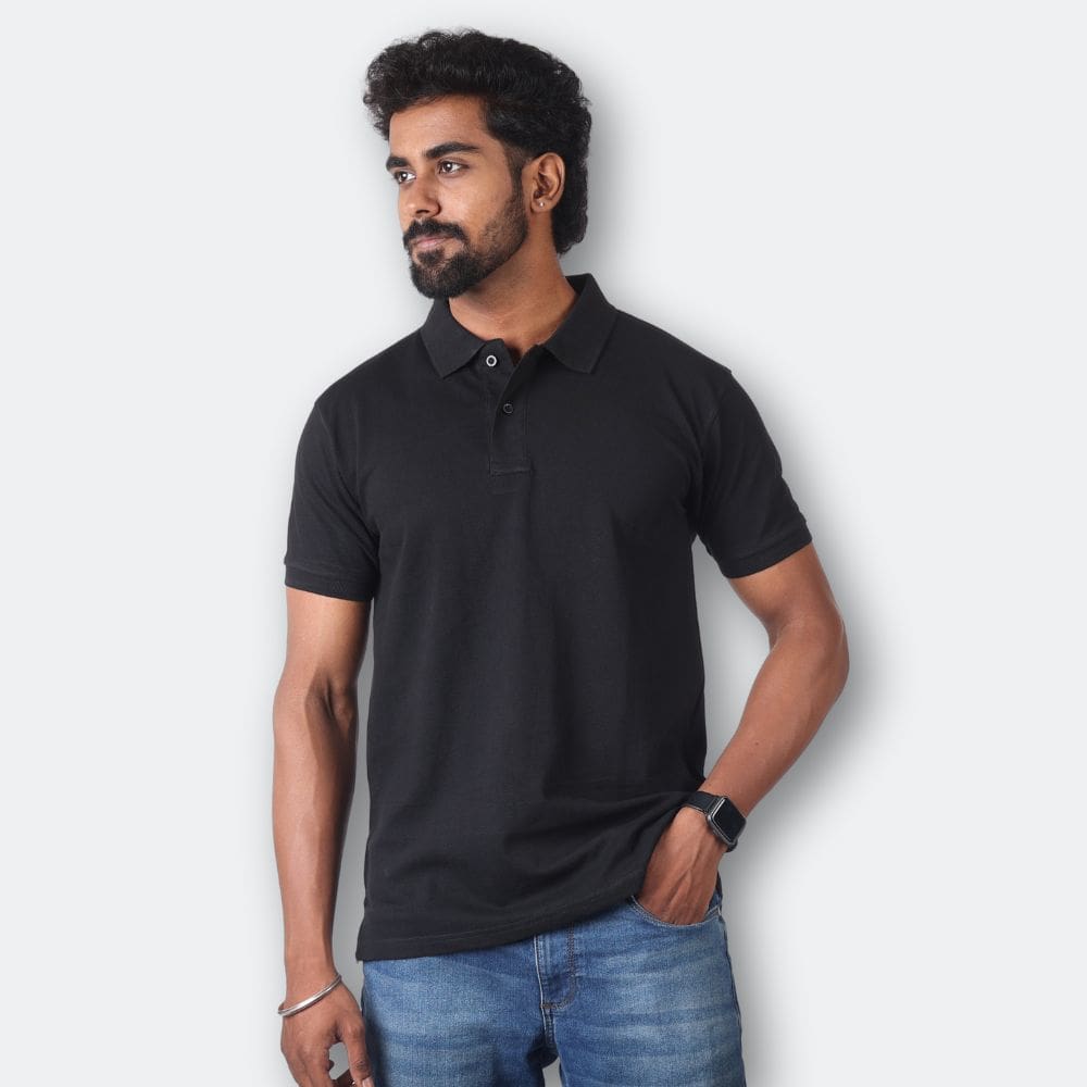 Black Polo Collar T-Shirt