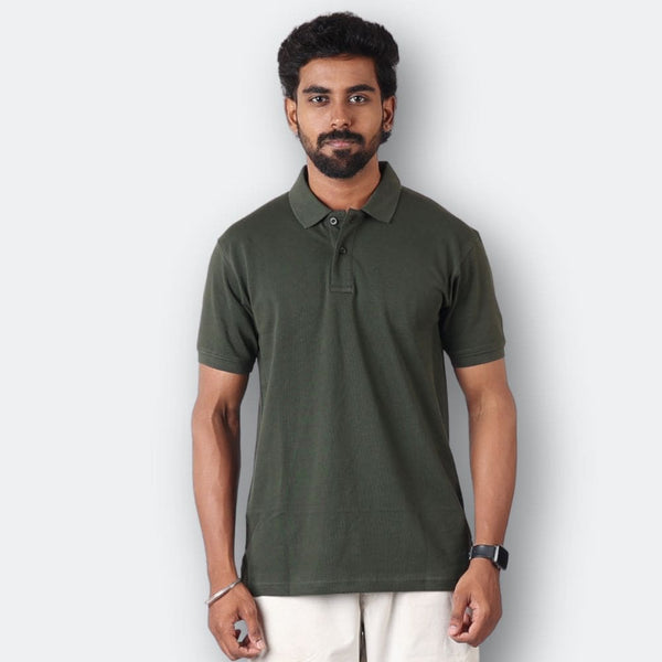 Bottle Green Polo Collar T-Shirt