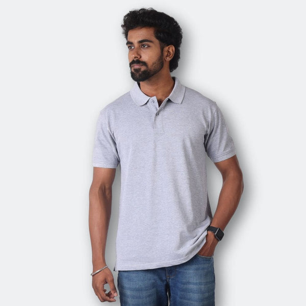 Grey Polo Collar T-Shirt