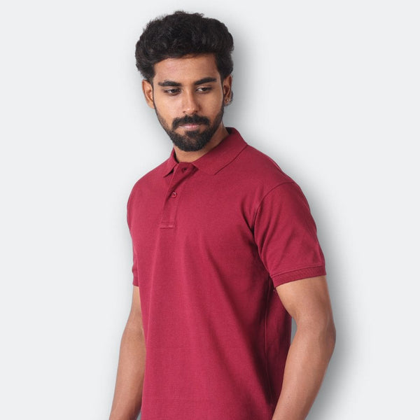 Maroon Polo Collar T-Shirt