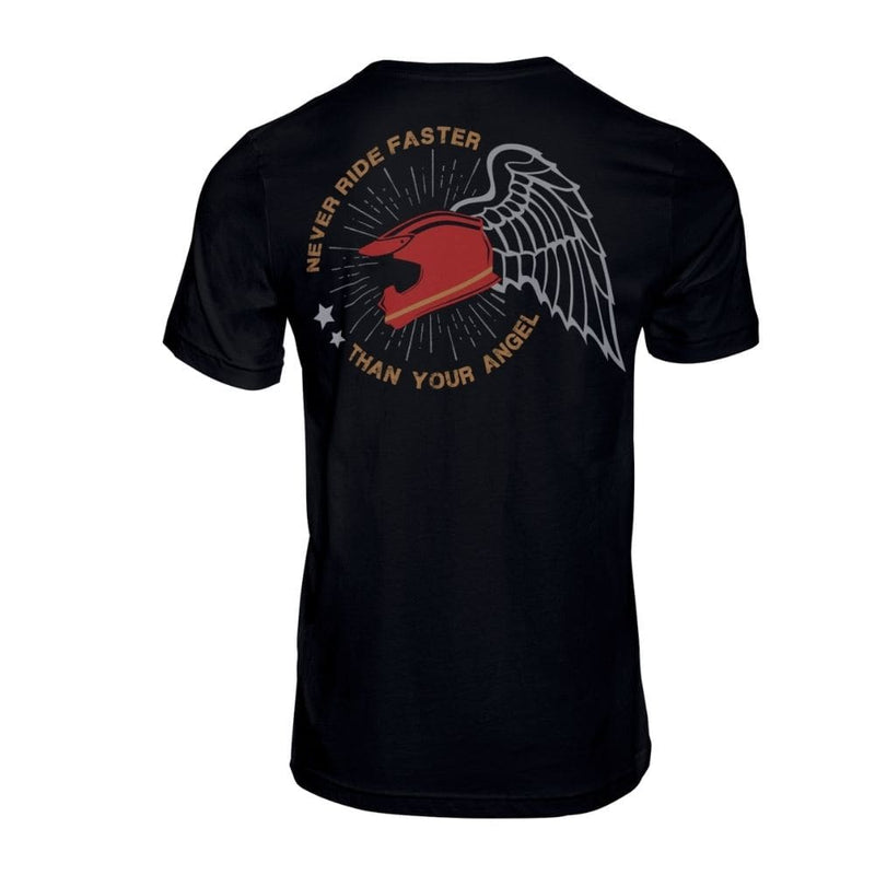 Never Ride Faster Than Your Angel T Shirt