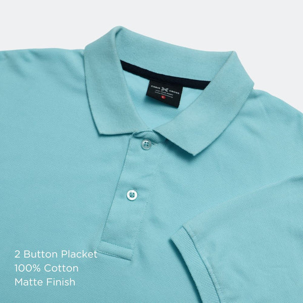 Aqua Blue Polo Collar T-Shirt