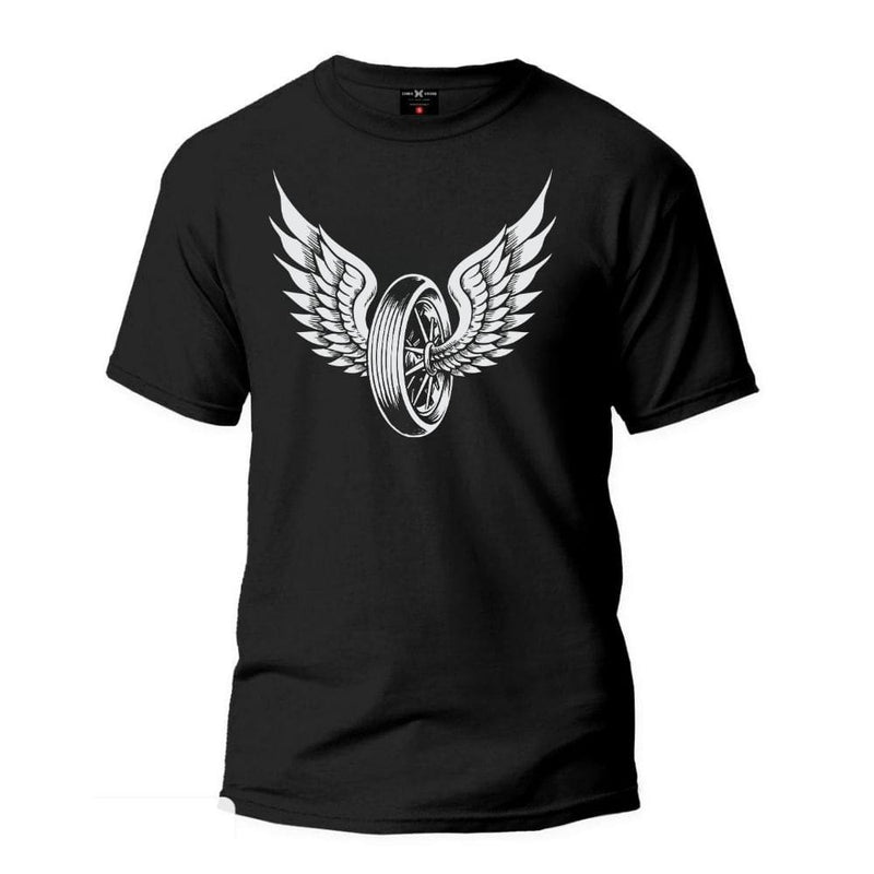 Das T-Shirt des Retro Flügel-Radfahrers