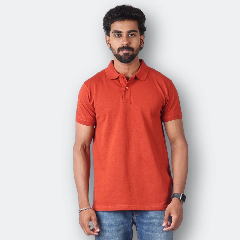 Rust Polo Collar T-Shirt