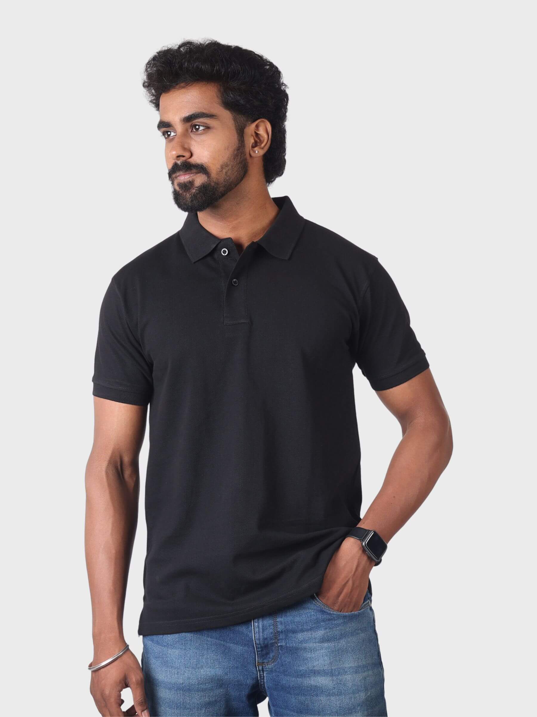 Black Polo Collar T-Shirt