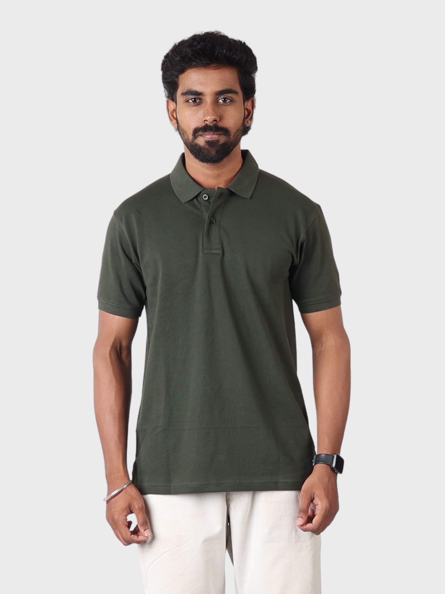 Bottle Green Polo Collar T-Shirt