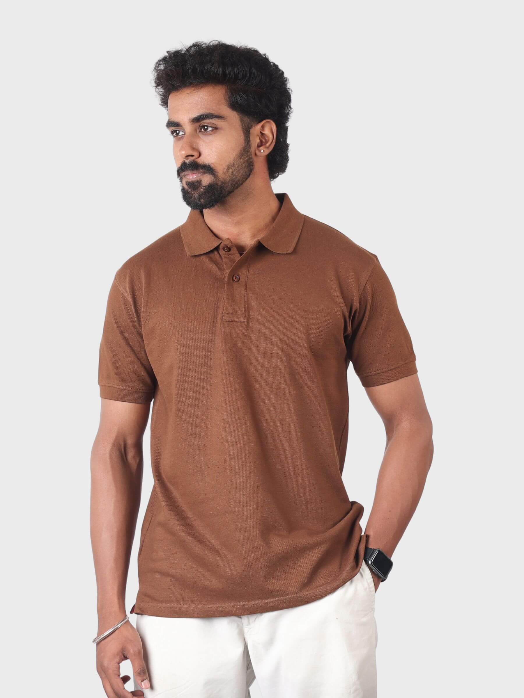 Chocolate Brown Polo Collar T-Shirt