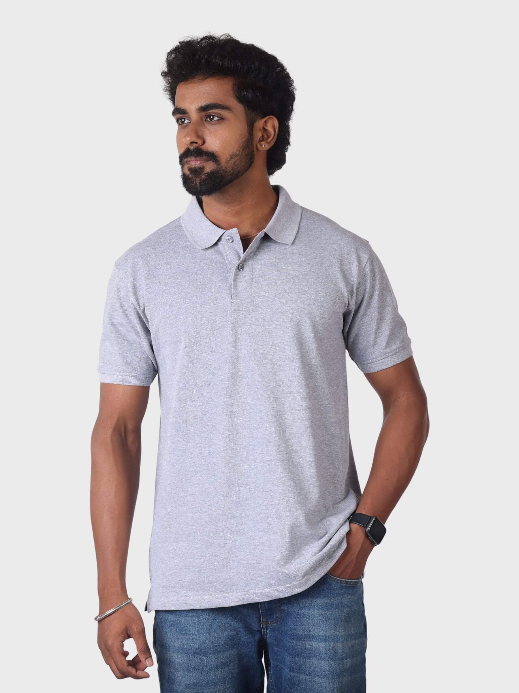 Grey Polo Collar T-Shirt