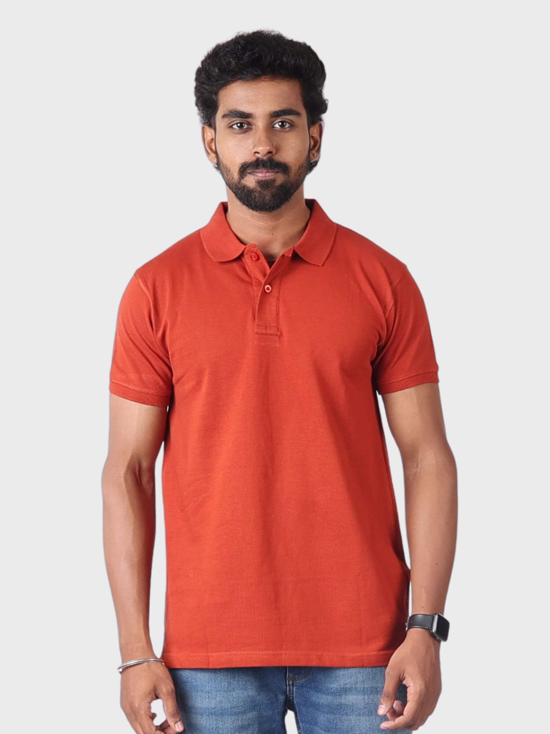 Rust Polo Collar T-Shirt