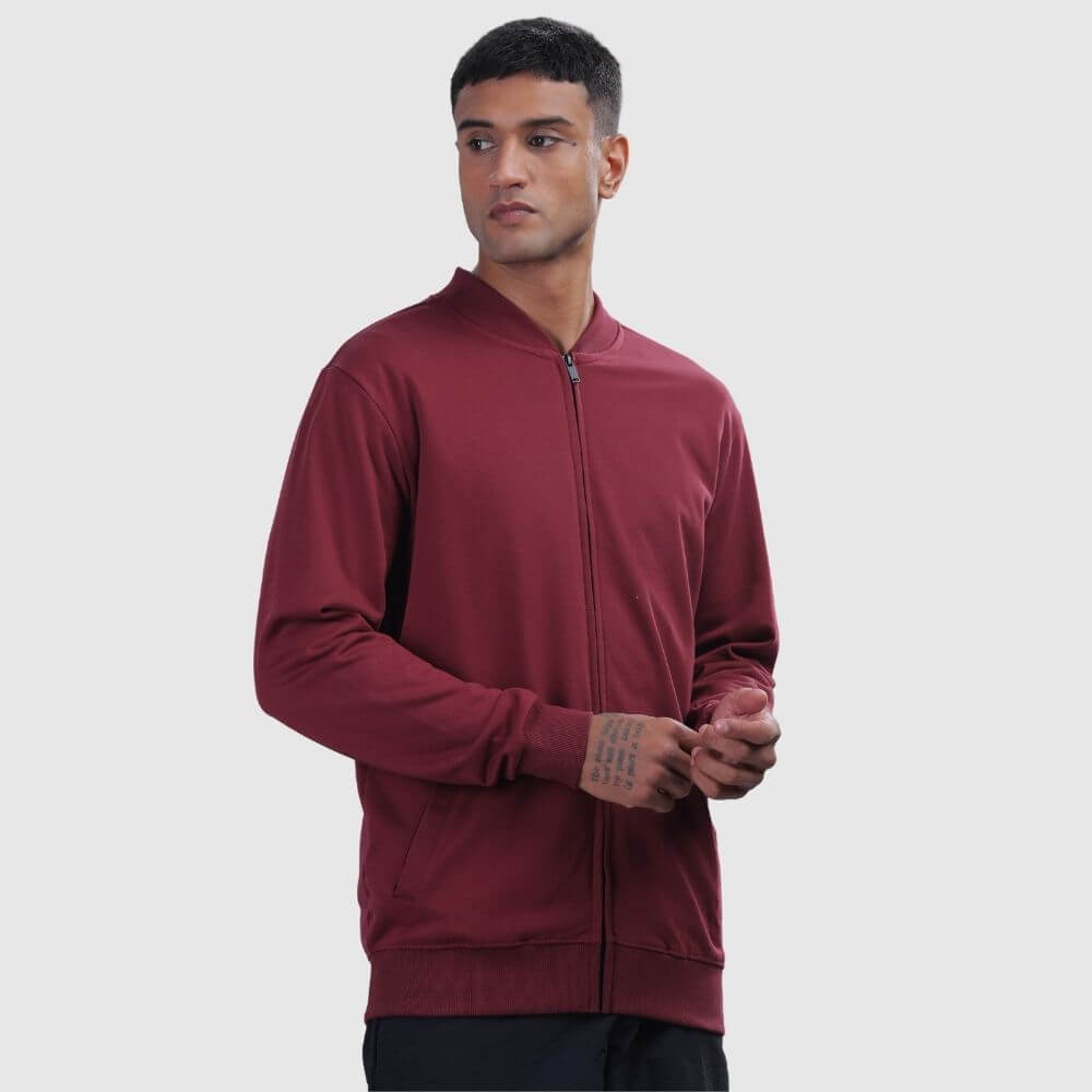 Bomber Fleece Jacket - Maroon