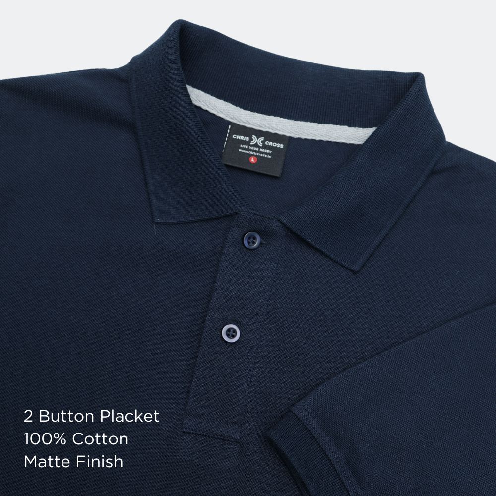 Navy Blue Polo Collar T-Shirt