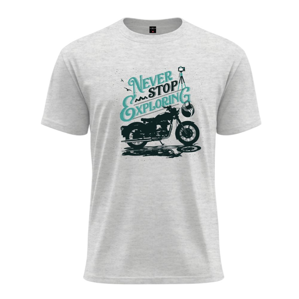 Never Stop Exploring Biker's T-Shirt