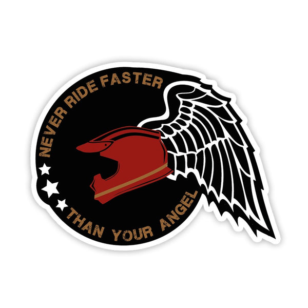 Never Rider Faster Than Your Angel Sticker (Reflective) - ChrisCross.in